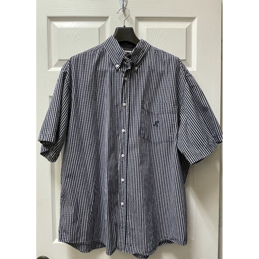 Vtg Disney Parks Men's XL Navy Gingham Mickey Mouse S/S Shirt Classic Y2K Cotton